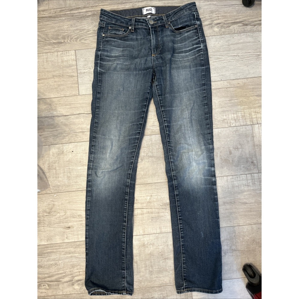 Paige 30 Skyline Straight Jeans Vista‎ Dark Wash Mid Rise Stretch Denim